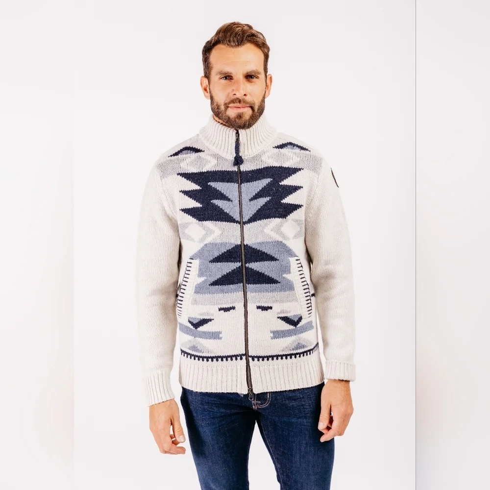 Parajumpers Wool Knit Santana Aztec Southwest Zipper Cardigan Sweater Mens Large